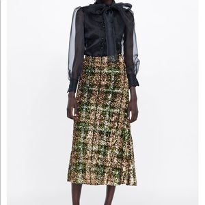 NWT Zara gold,green,bronze sequin skirt
